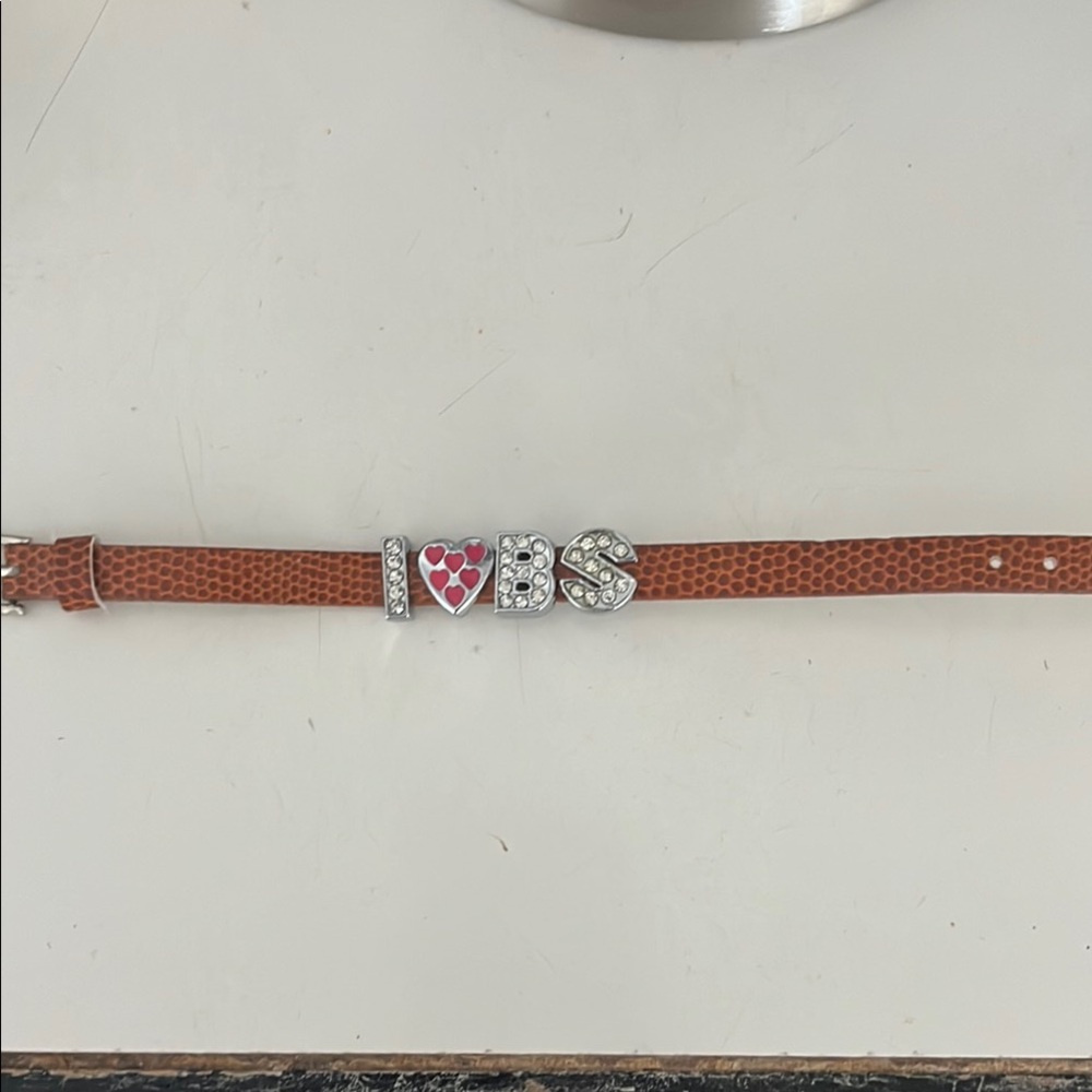 Brown Bracelet with Silver and pink Accents